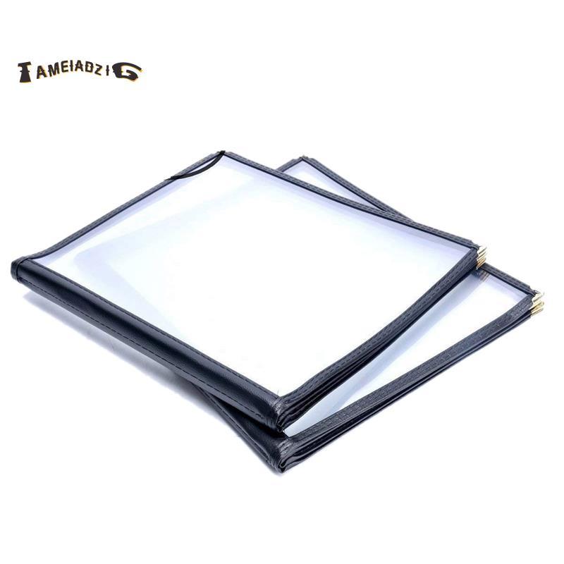 [คุณภาพ T]ผ้าคลุมเมนูร้านอาหารโปร่งใส 2 ชิ้นสําหรับ A4 ขนาดหนังสือสไตล์ Cafe Bar 4 หน้า 8 ดู