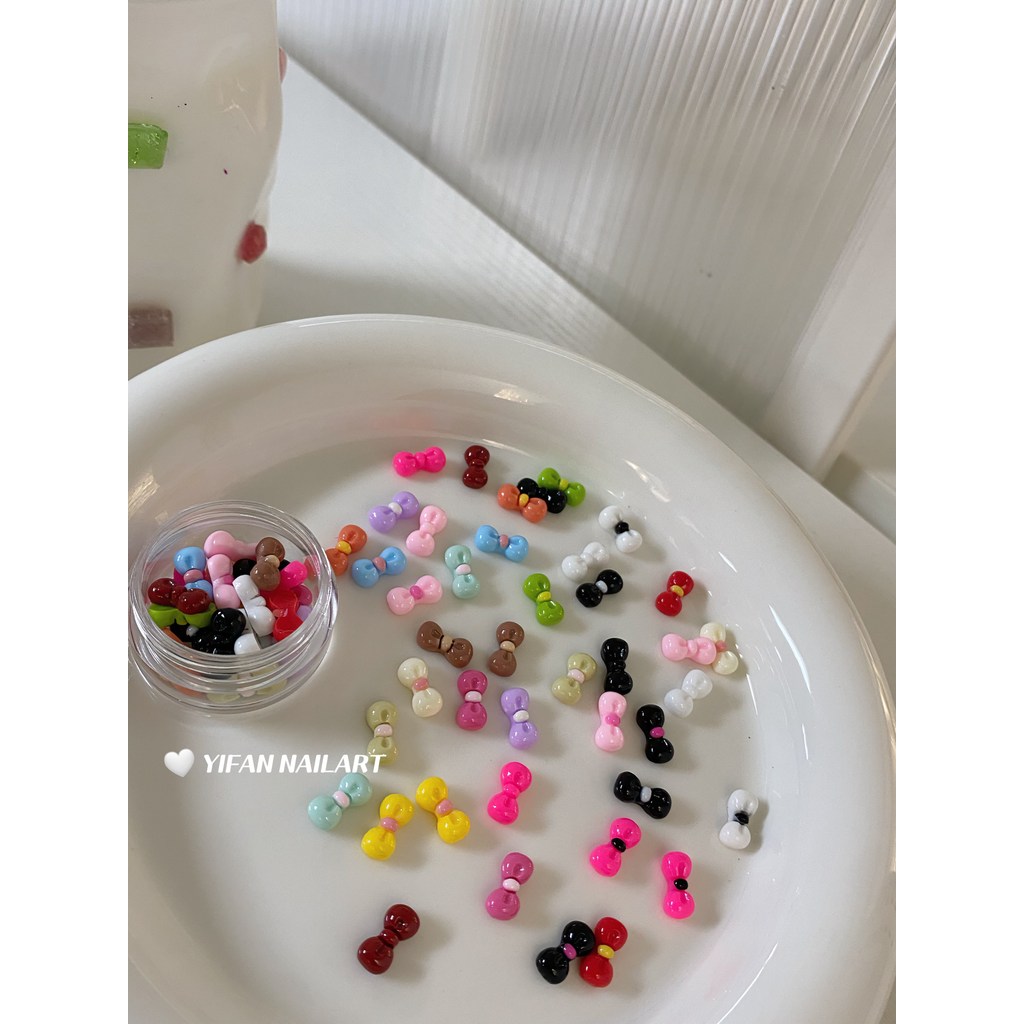 YIFNAIL [Kitty Bow] อุปกรณ์แต่งเล็บโบว์สีมาการองแมวน่ารัก Q28