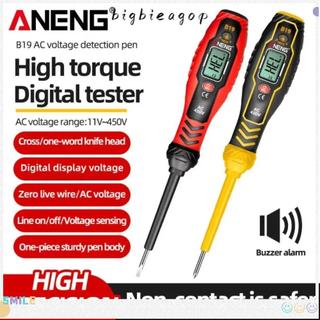 BIGBIEGOP เครื่องตรวจจับแรงดันไฟฟ้า, ปากกาทดสอบแรงดันไฟฟ้า Cross/Word แบบไม่สัมผัส, ANENG B19 30-1000V Buzzer Alarm ความแม่นยําสูงเครื่องทดสอบไขควง