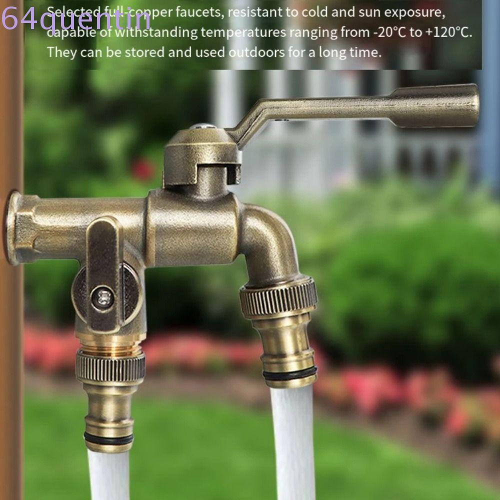 QUENTIN ทั้งหมด-ทองแดงก๊อกน้ํา, Anti-freezing Dual Water Outlets ก๊อกน้ํากลางแจ้ง, 2 ทางสวนท่อ Split