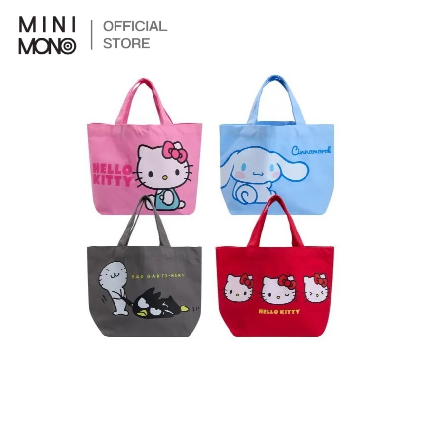 Mini Mono x Sanrio กระเป๋าผ้าไซส์ S ลิขสิทธิ์แท้ ยูนิเซ็กส์ คอตตอน น้ำหนักเบา พกพาสะดวก ใส่ของใช้ทุกวัน