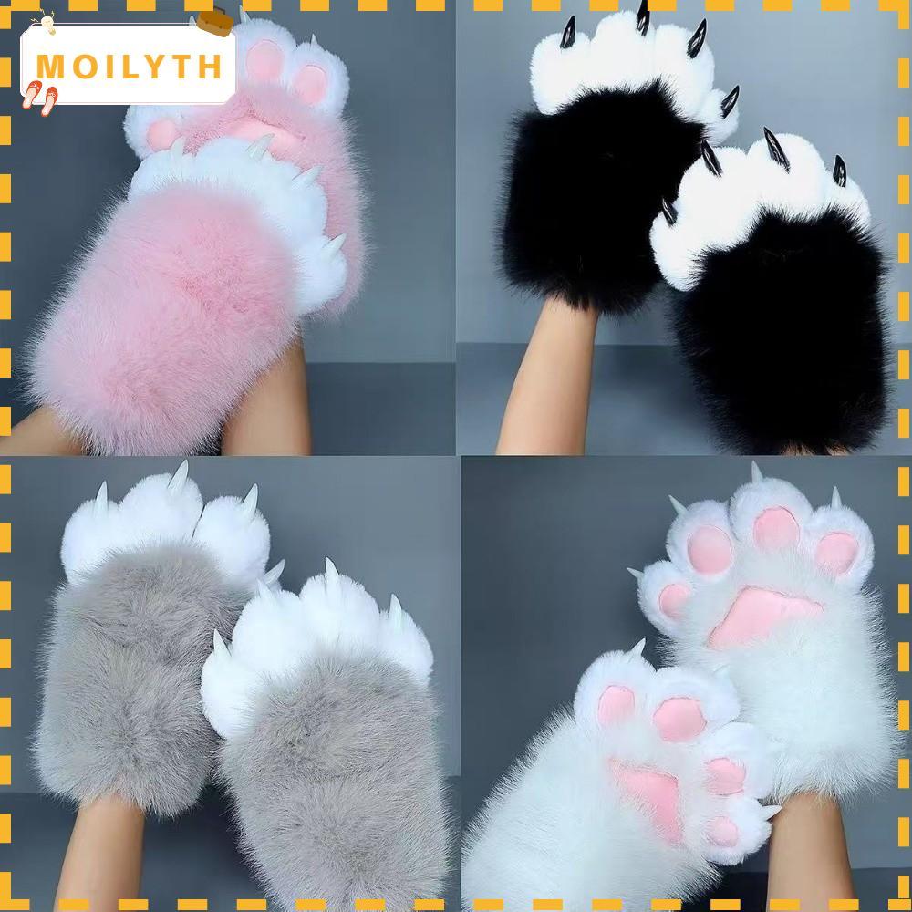 ถุงมือแมวนุ่ม Thicken Plush Cat Claw Mittens เหมาะสำหรับคอสเพลย์และของขวัญ