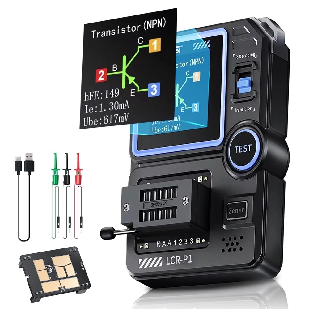 FNIRSI LCR-P1 เครื่องทดสอบทรานซิสเตอร์,ไดโอดทรานซิสเตอร์ Capacitance Meter, MOSFET NPN PNP SMD เครื่