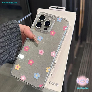 CODที่ไทย เคสสำหรับไอโฟน15 ลายดอกไม้งดงาม เคสมือถือใสนิ่มกลิตเตอร์วาว For IPhone16 15 13 14 11 12Pro Max 6/7/8Plus XR XS