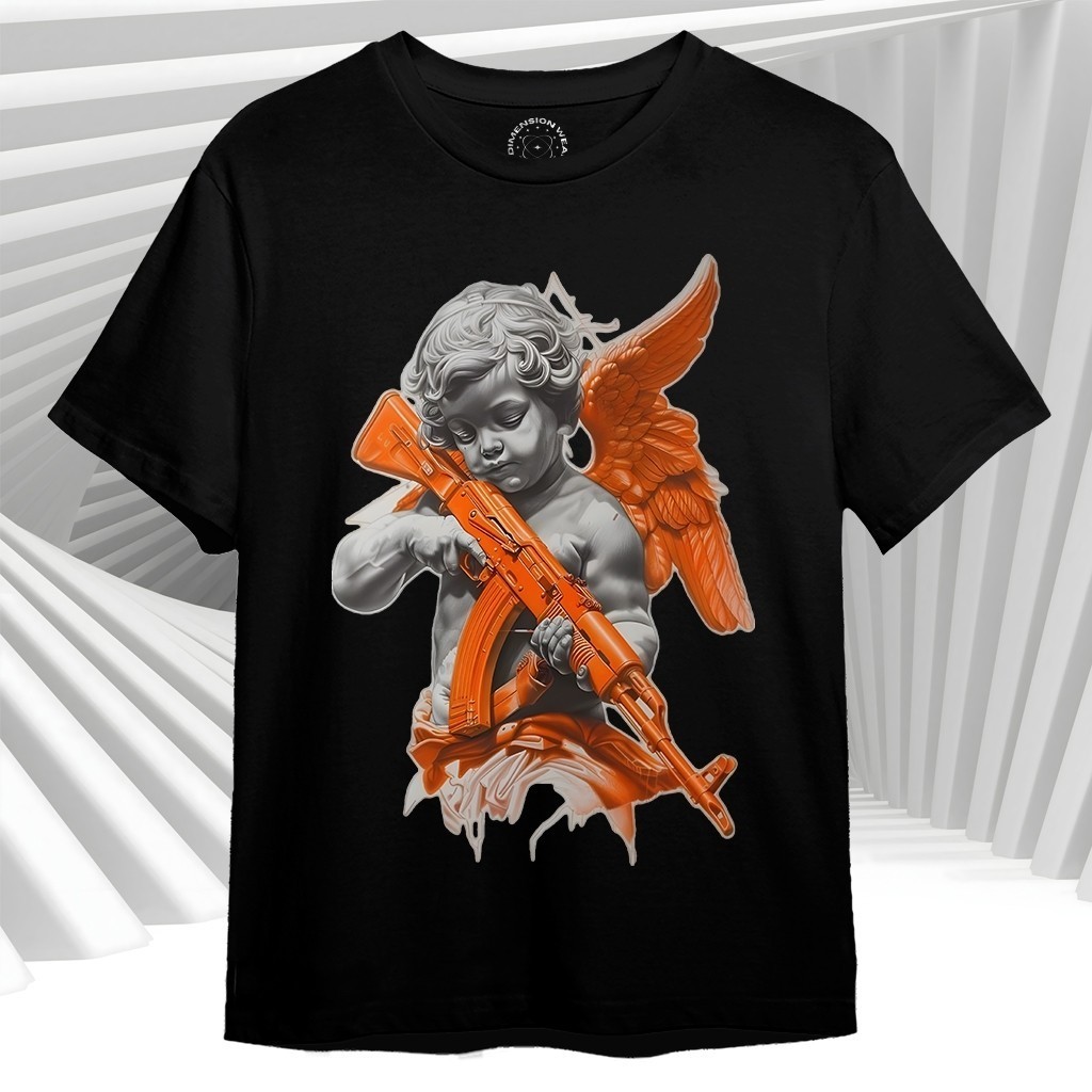 3DimensionWear - Original Premium Distro T-shirt 3D Angel With Gun - DM1207