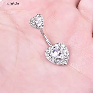 [Tinchitde] คริสตัลหัวใจสะดือปุ่มท้องแหวน Barbell แหวนสะดือเจาะเครื่องประดับ [ที่ต้องการ]