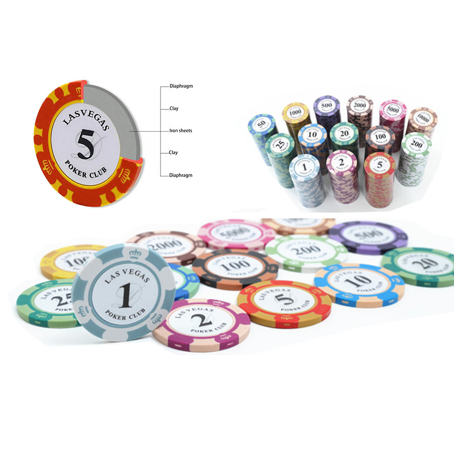 Original Poker Chips ชุด 500 ชิ้น Professional Poker ชุด 14 กรัม Casino Chips พร้อม Denominations, ส