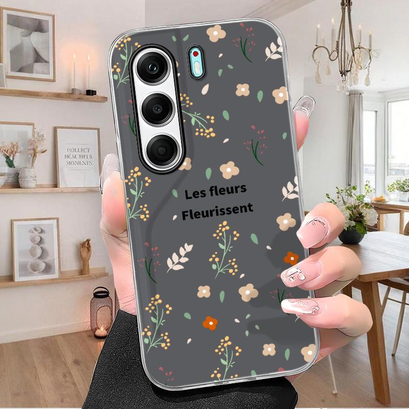 2 in 1 สําหรับ Tecno Camon 40 Pro 5G Camon 40 Pro 4G Techno Camon40 Matte น่ารักดอกไม้สดเคสโทรศัพท์อ