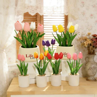 กระถางดอกไม้ทิวลิปสไตล์อิน DIY อุปกรณ์ตกแต่งเดสก์ท็อป