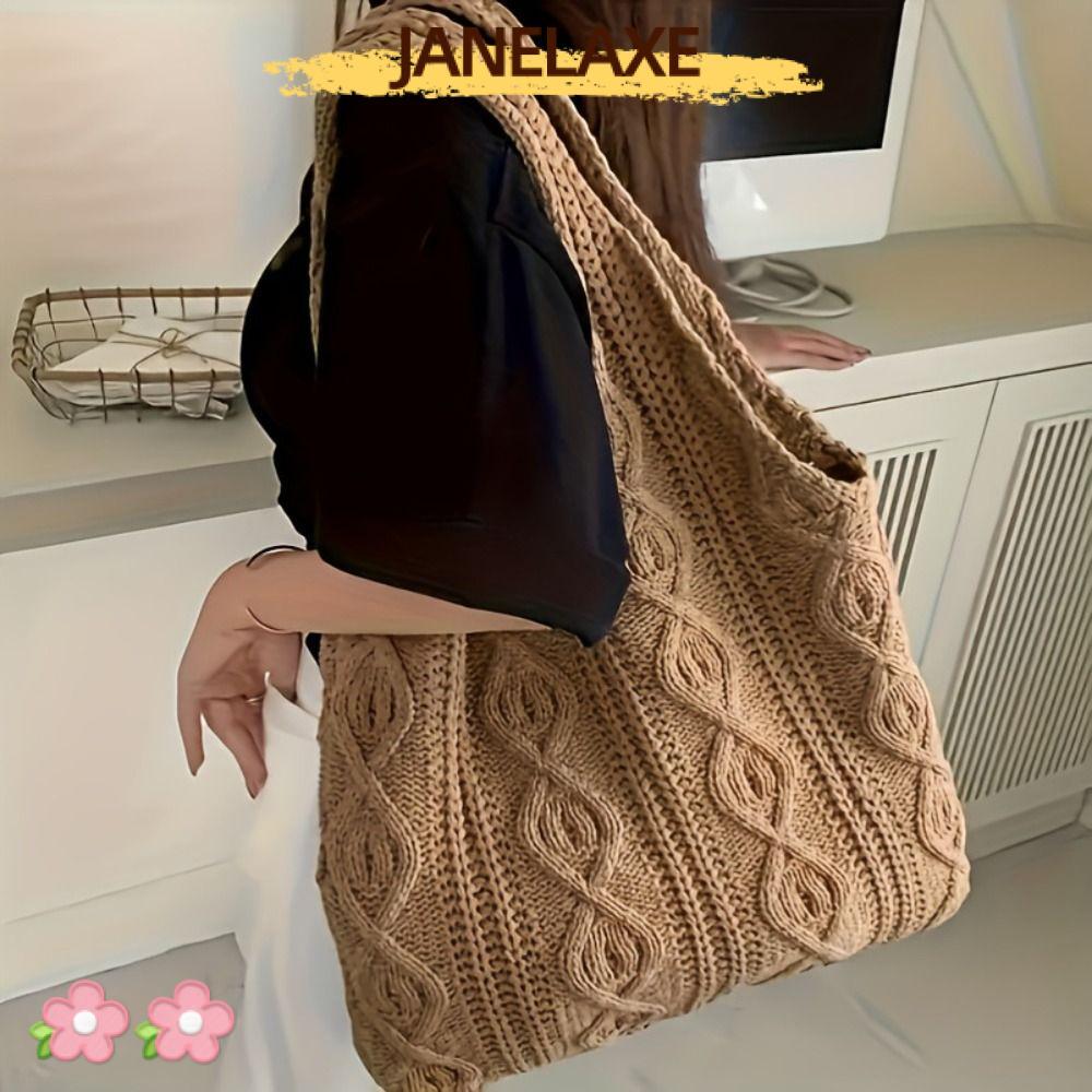 กระเป๋าถักโครเชต์ Hollow Pattern สไตล์เรโทร ดีไซน์เรียบง่ายสำหรับการสะพายในแต่ละวัน