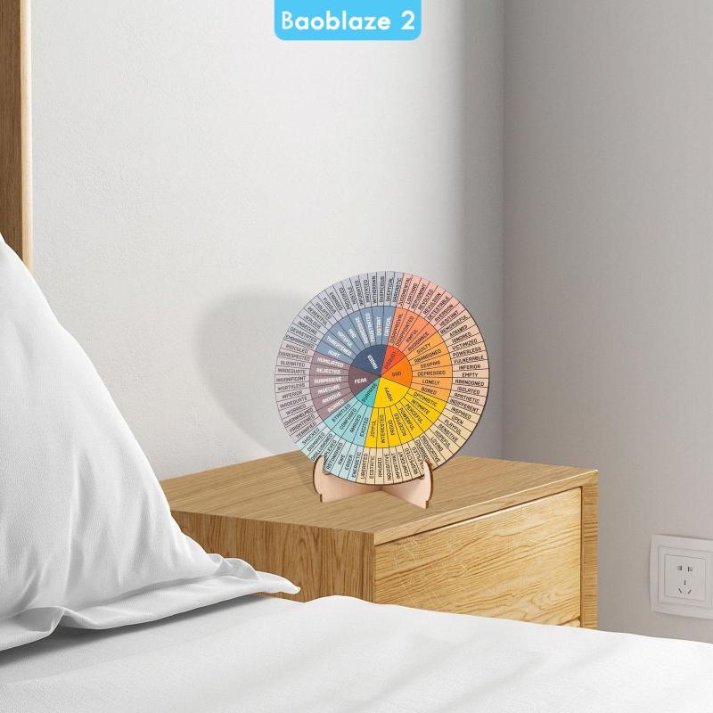 [baoblaze2] Feeling Wheel Therapist Gifts Emotion Wheel Chart พร้อมขาตั้ง Wood Round Mood