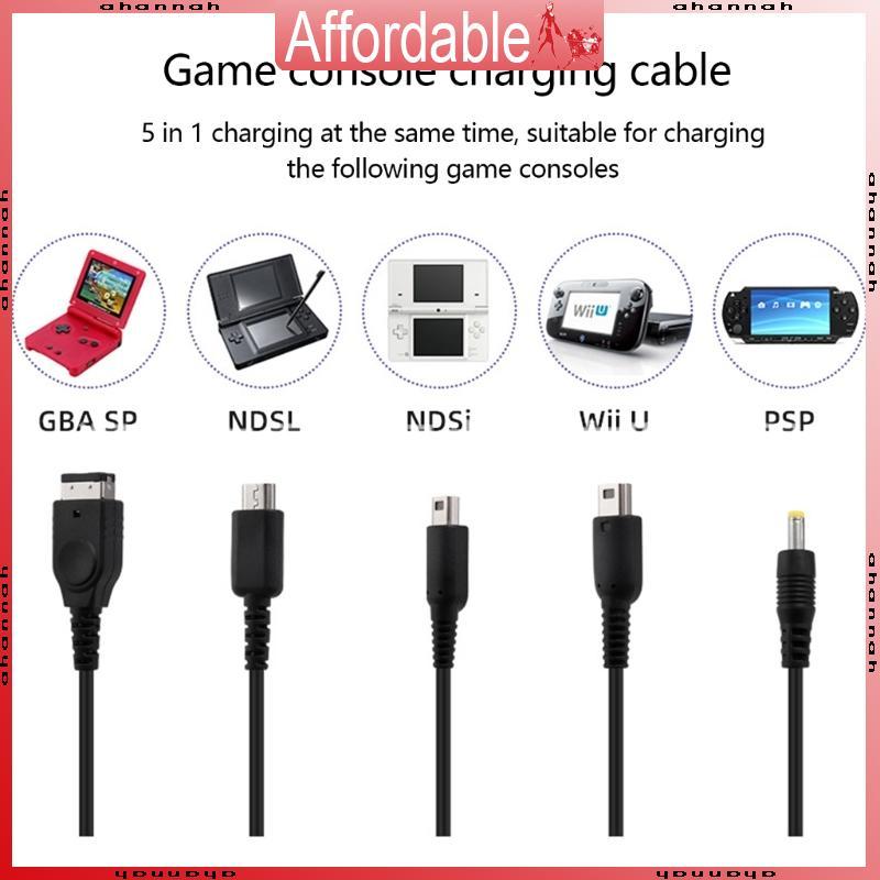 AH สายชาร์จ 5-in-1 สําหรับ NDSL ใหม่ XL สําหรับ NDS GBASP ชาร์จสากล