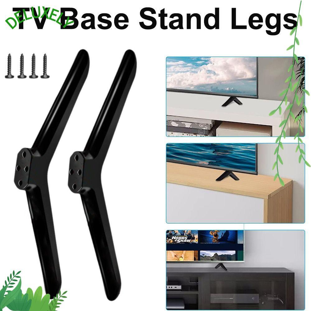 DELUXELY TV Stand Base Mount, Universal With Screws TV Base Stand Leg, With Non-slip Pads Black TV S