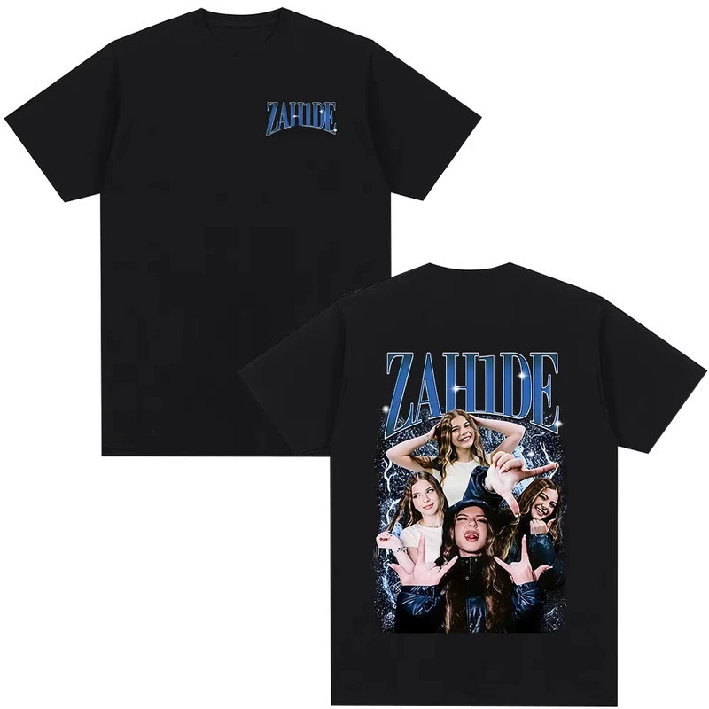 เสื้อยืดพิมพ์ลายสองด้าน Zahide Merch เสื้อผ้าแฟชั่นสำหรับผู้ชายและผู้หญิง เสื้อยืดคอตตอนทรงโอเวอร์ไซ
