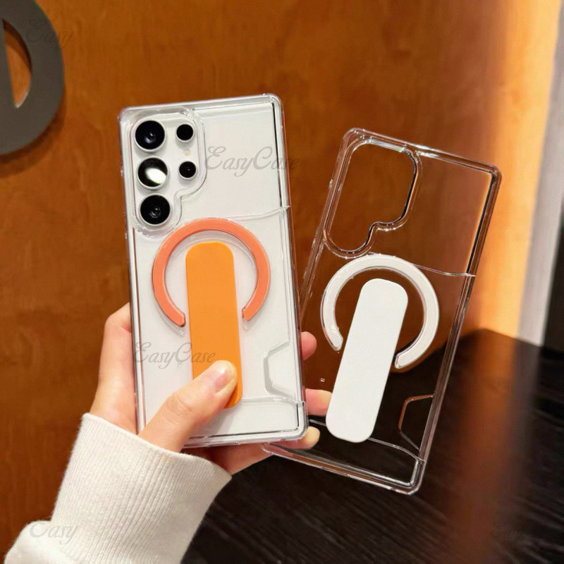 Matte โปร่งใสสูงกระเป๋าบัตร creative ผู้ถือแหวนแม่เหล็กเคสโทรศัพท์สําหรับ Samsung Sam S26 Sam S26PLUS Sam S26Ultra S25 S24 Anti slip และ Anti slip และ Anti drop ป้องกันปกหลัง