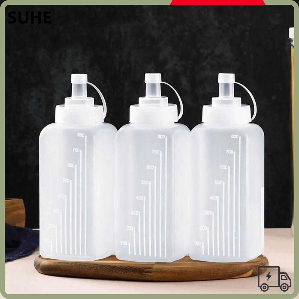 SUHE 800/1000ml ขวดใส่เครื่องปรุง, ขวดบีบซอสกันฝุ่น PE, อุปกรณ์ครัวขนมหวานขวดจ่ายป้องกันการรั่ว
