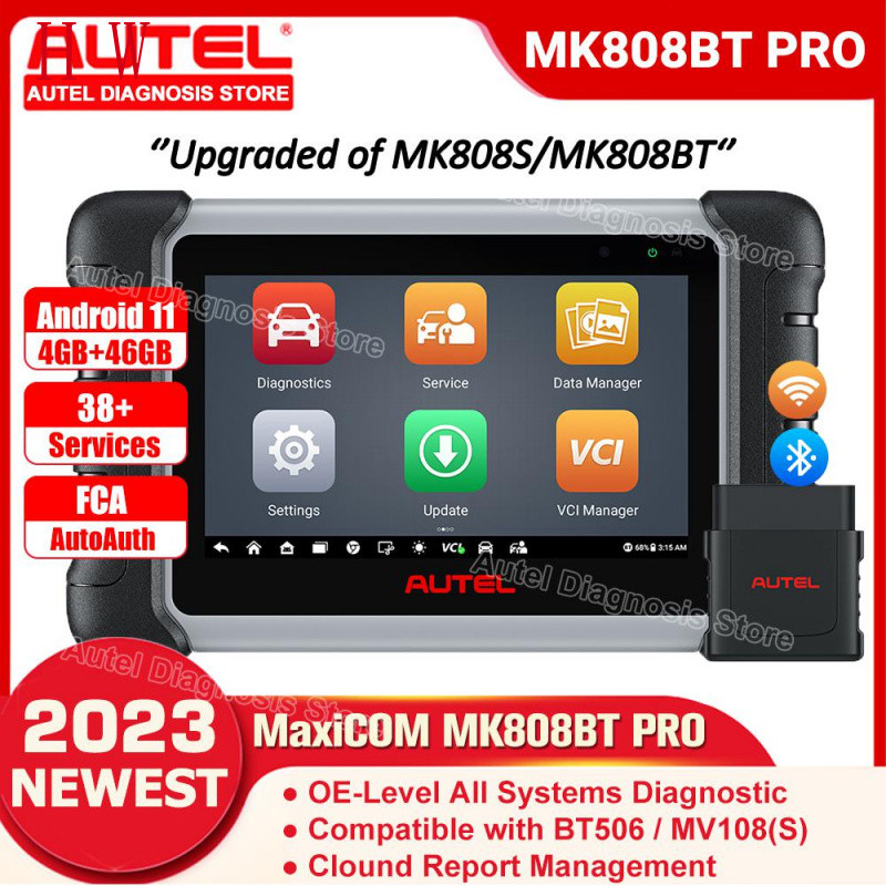 Autel MaxiCOM MK808BT PRO เครื่องมือวินิจฉัยรถยนต์ OBD2 เครื่องสแกนเนอร์รถยนต์ 38 บริการ Bi-Directio