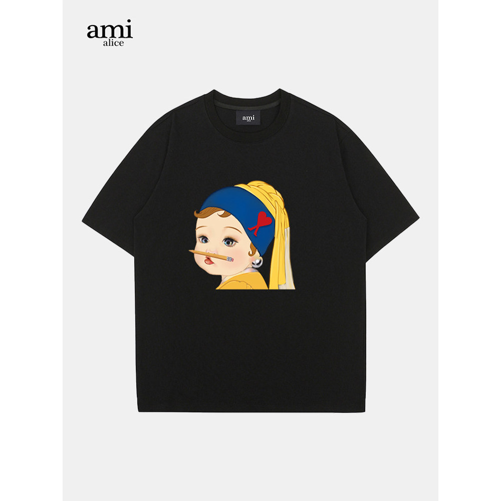 Ami Alice Official เสื้อยืด.streetwear ผู้ชาย ลายใหม่ ผ้าฝ้าย สไตล์อเมริกัน ไซส์ XS-3XL