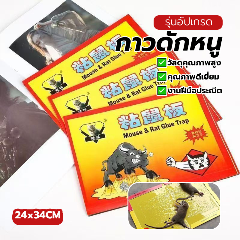 กาวดักหนู ถาด กาวดักหนู กับดักหนูแบบเหนียว ปลอดสารพิษ ราคาไม่แพง สามารถใช้ได้ทั้งสองด้าน ขนาด 24*34 ซม เหนียวพิเศษ