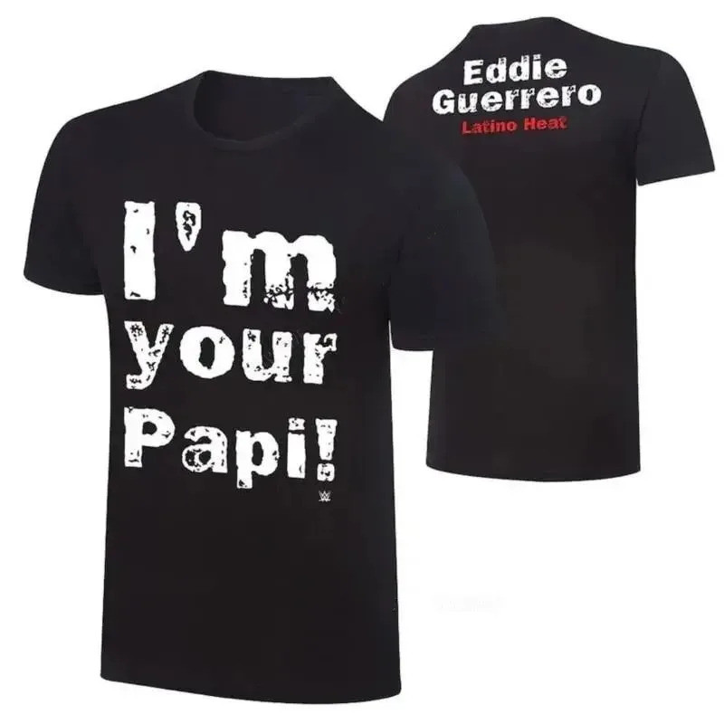 เสื้อยืดใหม่สำหรับผู้ชาย Eddie Guerrero แฟชั่นผู้ชาย ผ้าฝ้ายพิมพ์ลาย เสื้อยืดโอเวอร์ไซส์ ลำลอง ยูนิเ