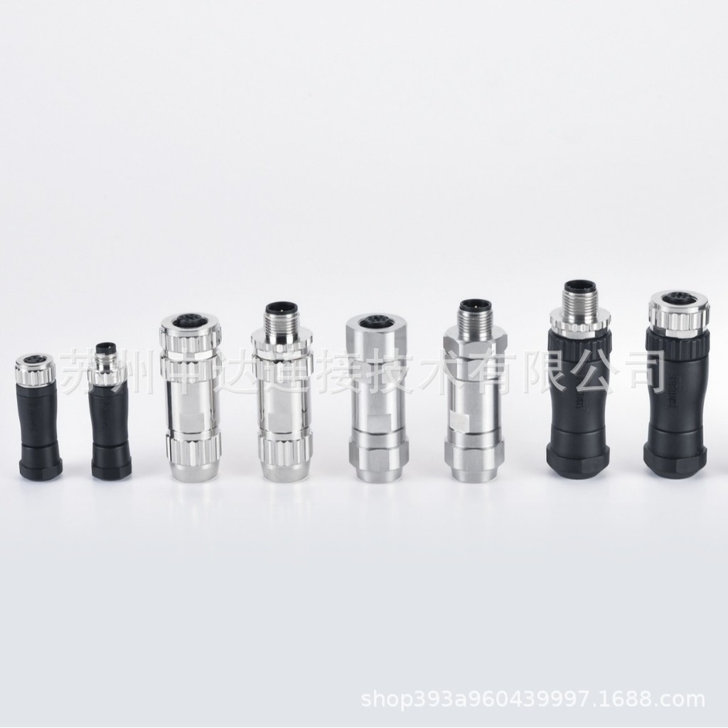 M8 Connector 4pin A-Code ประกอบปลั๊กการบินกันน้ําชาย Unshielded