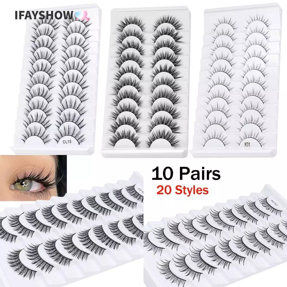 IFAYSHOW Faux Mink Lash, Full Strip Cruelty-free ขนตาปลอม, แฟชั่นผู้หญิง Natrual ยาว Handmade Eye แต่งหน้าเครื่องมือ Eye Lash Extension