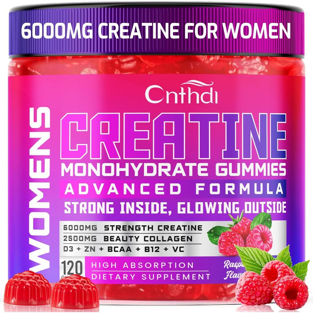 Creatine Monohydrate Gummies 6000MG Pre-Workout สําหรับผู้หญิง, Creatine Gummies พร้อมคอลลาเจน, BCAA