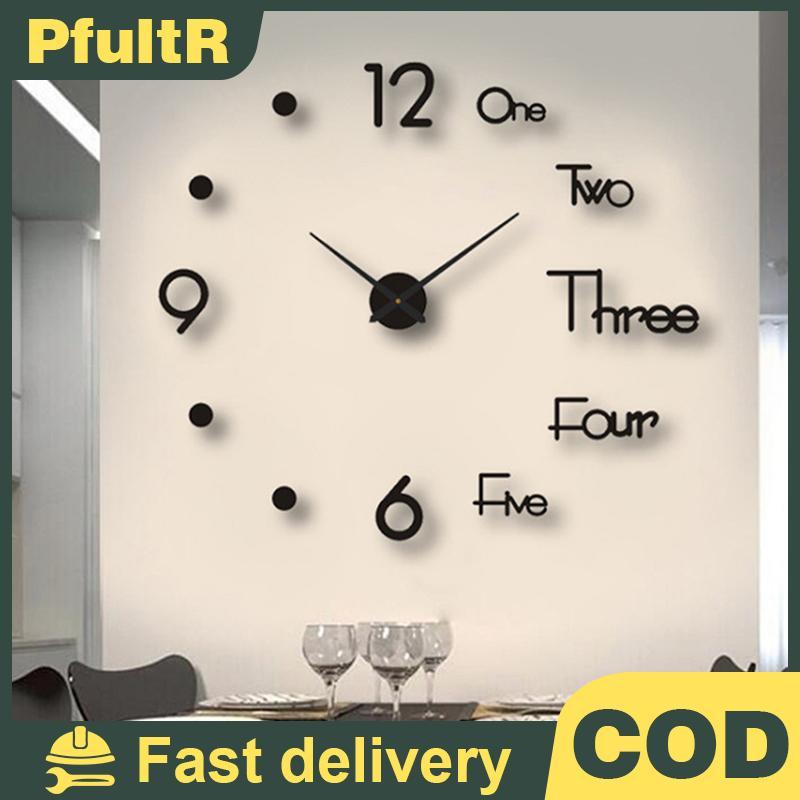 Null 3D กระจกนาฬิกาแขวน DIY โมเดิร์นออกแบบนาฬิกาควอตซ์ตกแต่งบ้าน null