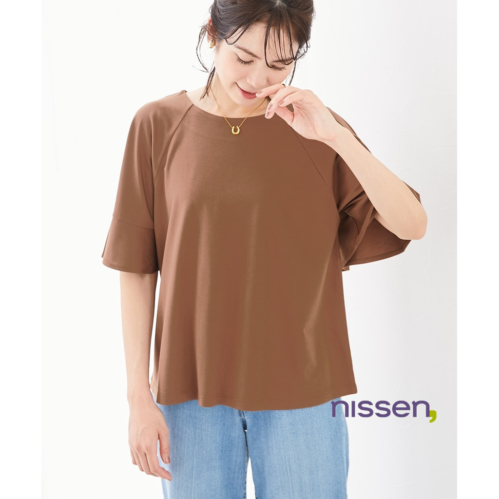 [จัดส่งจากประเทศญี่ปุ่น] Nissen_  เสื้อแขนระบาย ทรงโอเวอร์ไซส์ เสื้อสวยพรางหุ่น สัมผัสเย็นสบาย คลายร้อน ไม่ยับง่าย ซักง่าย ลดการเกิดขุย สวมใส่สบาย ระบายอากาศดี สไตล์ญี่ปุ่น มีไซส์ใหญ