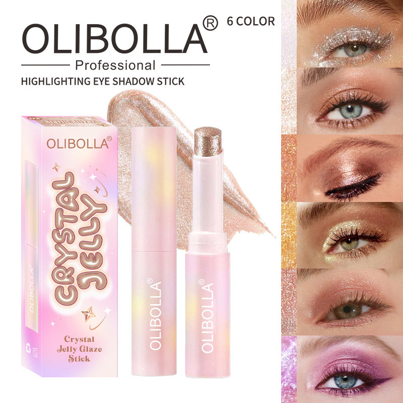 OLIBBOLLA Highlighter อายแชโดว์ Stick คริสตัล Jelly Highlighter อายแชโดว์ Super Shiny Multicolor อาย