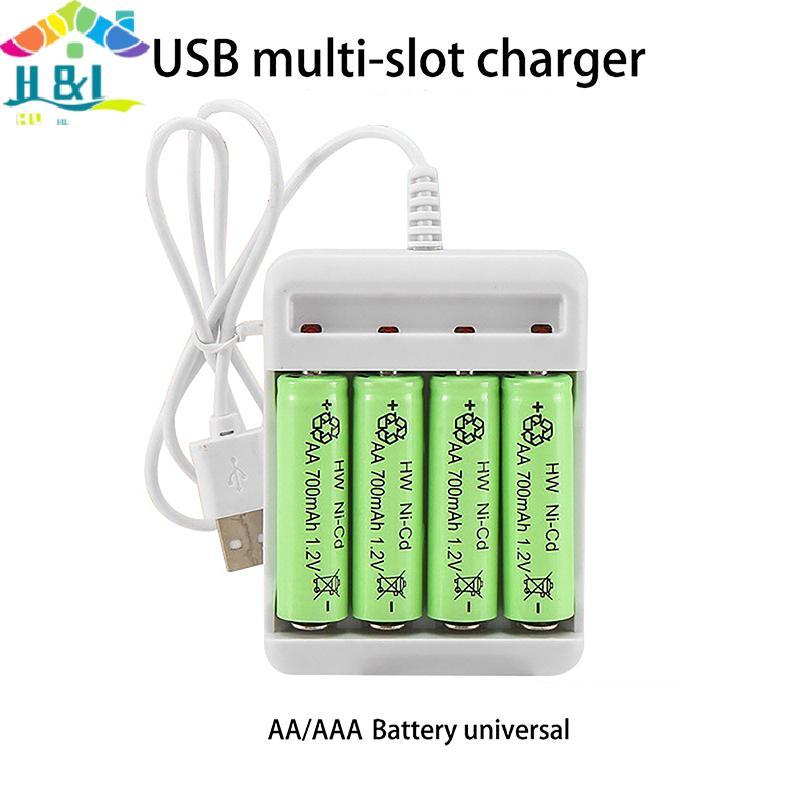 H&L 1PC AAA และ AA Station High-Speed USB 3/4 Slot Fast Charger Short Circuit Protection {th}