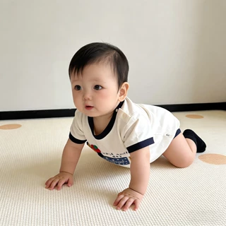 บอดี้สูทรอมเปอร์แขนสั้นสำหรับเด็ก 0-24 เดือน สไตล์เกาหลี น่ารักและสวมใส่ง่าย กระตุ๊กตาสุนัข