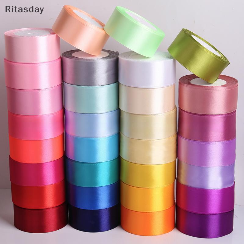 Ritasday 4 ซม.25 หลาซาตินริบบิ้นม้วนของขวัญทําด้วยมือ Paaging ริบบิ้นดอกไม้ทํา Paaging Bow Craft เย็บ Party ตกแต่ง DIY ใหม่ ราคา ถูกที่สุด ดีลบีเคเค รูปภาพหลัก