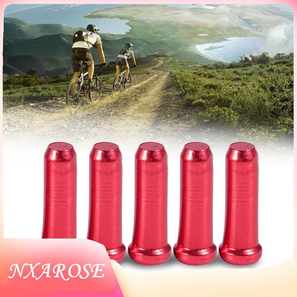 Nxarose 100PCS อลูมิเนียมสายเบรคเคล็ดลับ CRIMPS Derailleur ขยับหมวก Core ภายใน Ferrules ลวด (สีแดง)
