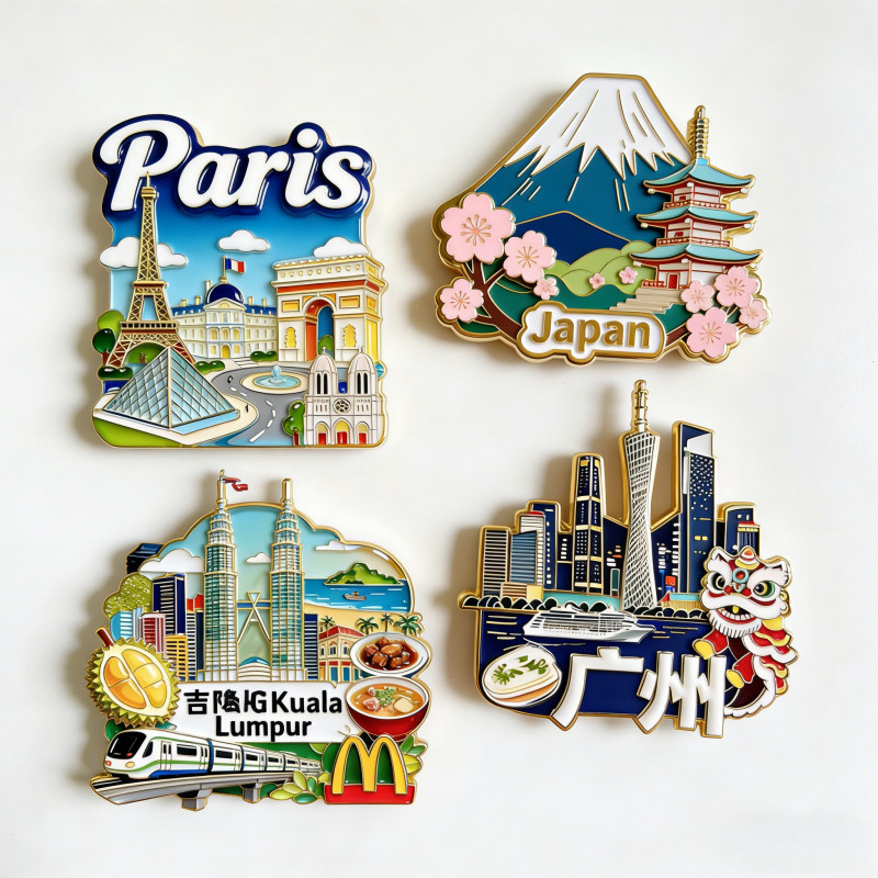 Jilongpo Mount Fuji โลหะนูนสติกเกอร์ตู้เย็นเอเชียตะวันออกเฉียงใต้ City Landmarks วัฒนธรรมสร้างสรรค์ของขวัญดูพื้นที่ของที่ระลึกท่องเที่ยวบ้านสติกเกอร์ตกแต่งแม่เหล็ก