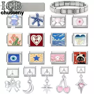 สร้อยข้อมือเงิน Charm สไตล์อิตาเลียน ขนาด 9 มม. เหมาะสำหรับงาน DIY และสไตล์เรโทร