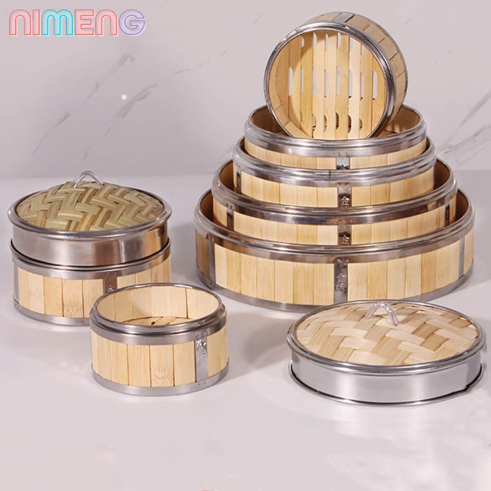 NIMENG หม้อนึ่งไม้ไผ่, ตะกร้าไม้ไผ่ทํามือสแตนเลส, Xiaolongbao ทอผ้าตะกร้าขนมไม้ไผ่