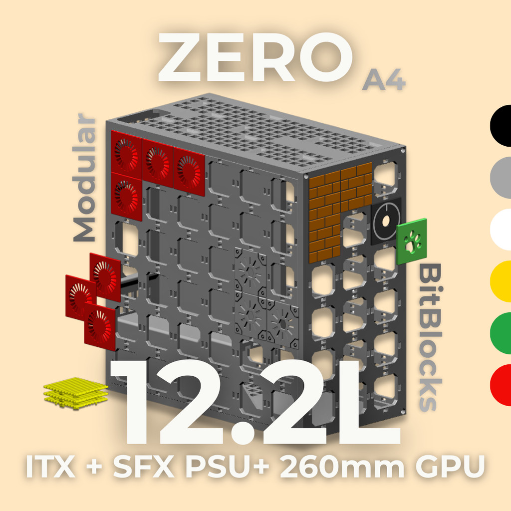 [ ZERO A4 ] ITX Case Casing SFF Modular Canvas ปรับแต่งด้วย BitBlocks SFX PSU 12.2L