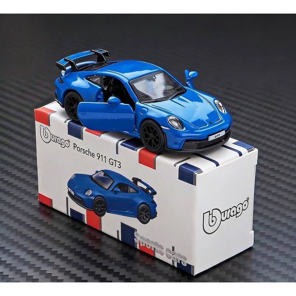 Bburago 1:64 Blue 911 GT3 Racing Sports Model Diecast Collect Display Metal Car BN