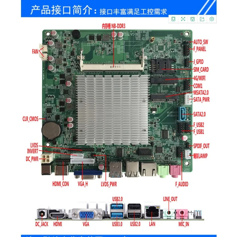 M218FC/M219/J1800/J1900/N100 Mini IPC เครื่องบันทึกเงินสดเมนบอร์ด 17X17 ITX เงียบ DC Power COM/LVDS/