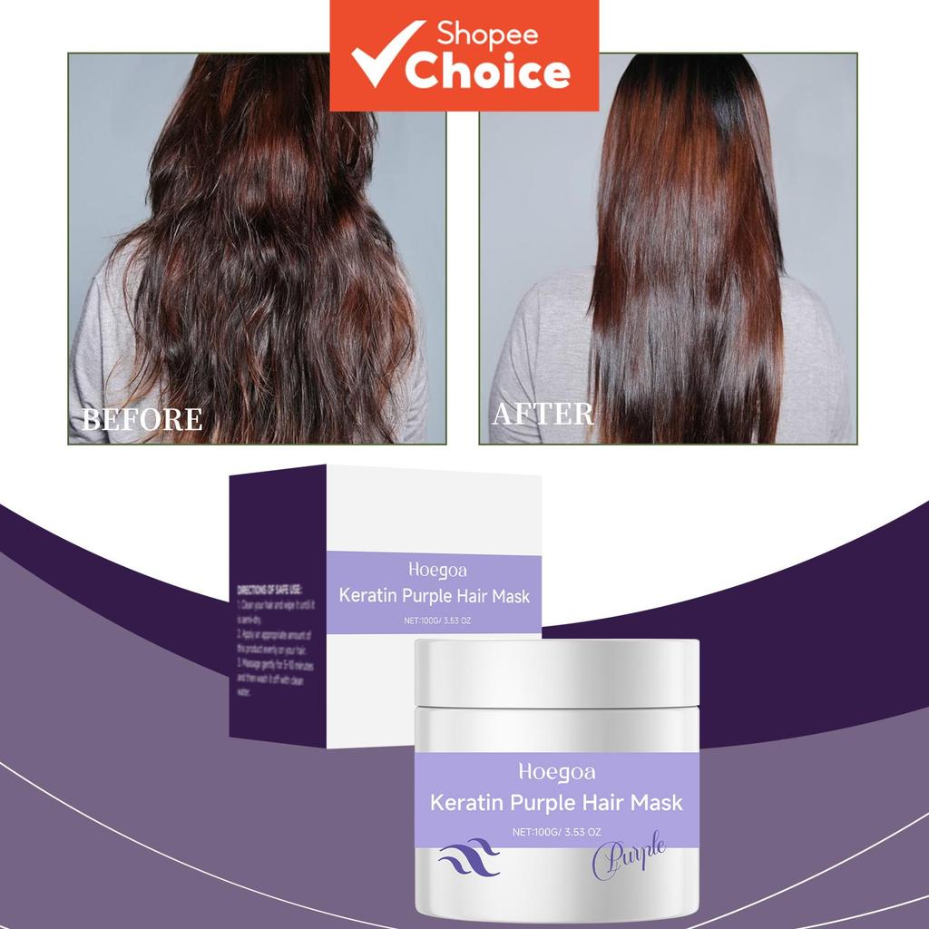 Purple Keratin Hair Mask 100g pampahaba ng เซรั่มบํารุงผม rambut