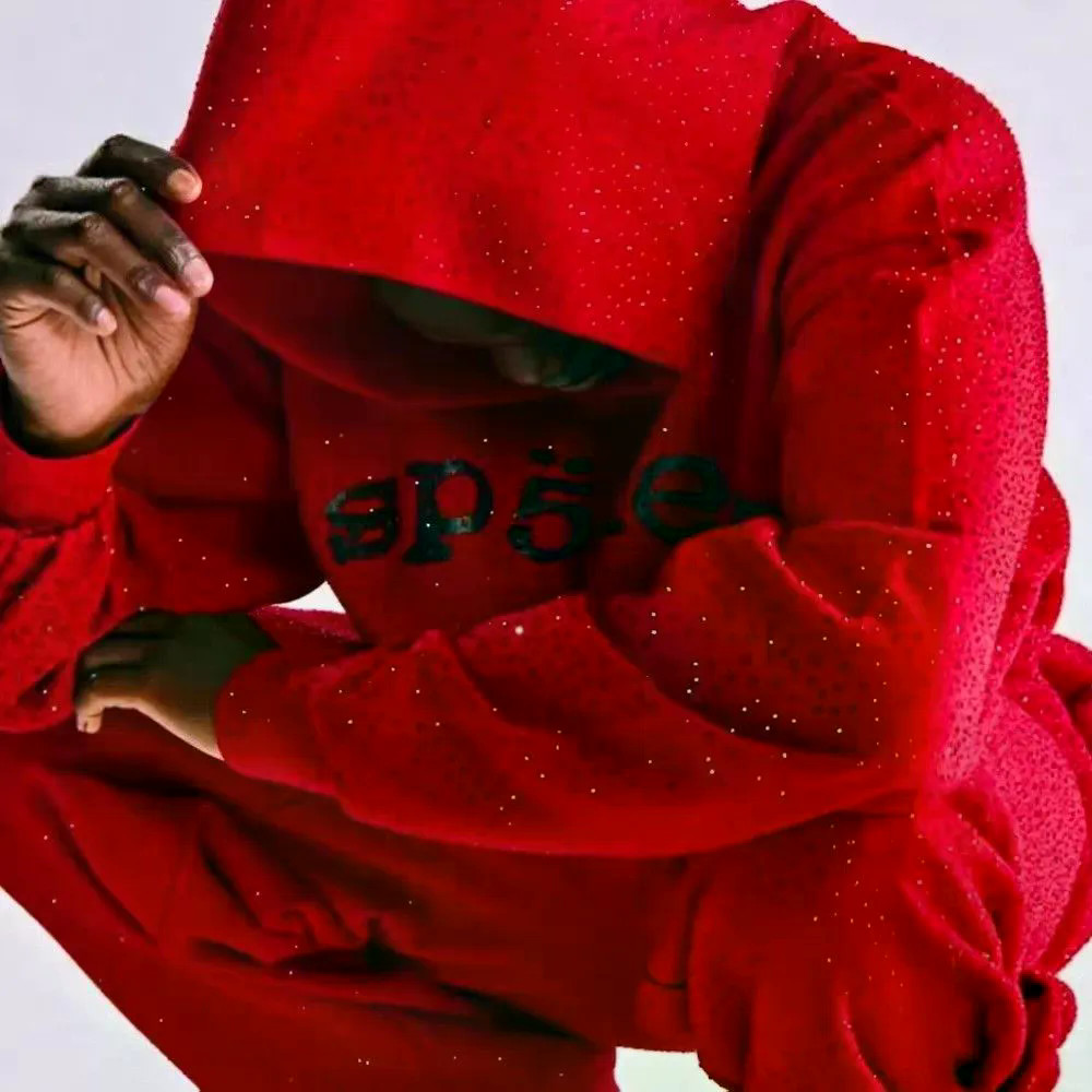 Sp5der Full Diamond Heavy Industry Spider Hoodie Sweatpants Set