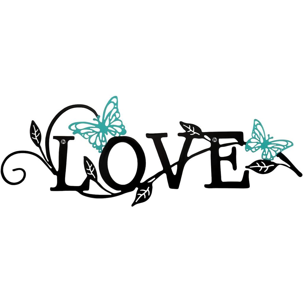 โลหะผีเสื้อ Love Sign Wall Decor โลหะสีดํา Love Word Sign Rustic Home Letter เครื่องประดับ Cutout Te