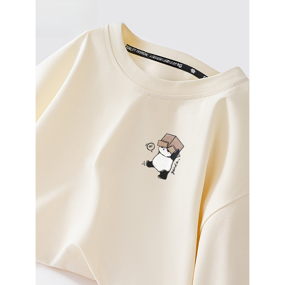 COD220G ผ้าฝ้าย 100%SI เสื้อยืดแขนสั้น Unisex การพิมพ์การ์ตูน Casual Tee ผู้หญิง Baggy คอรอบเสื้อหลว