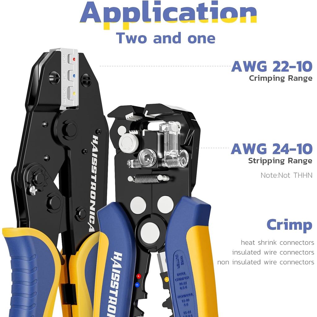 Haisstraonica Wire Stripper และ Crimping TOOL,AWG 24-10 อัตโนมัติ Stripper เครื่องมือ AWG 22-10 Ratc