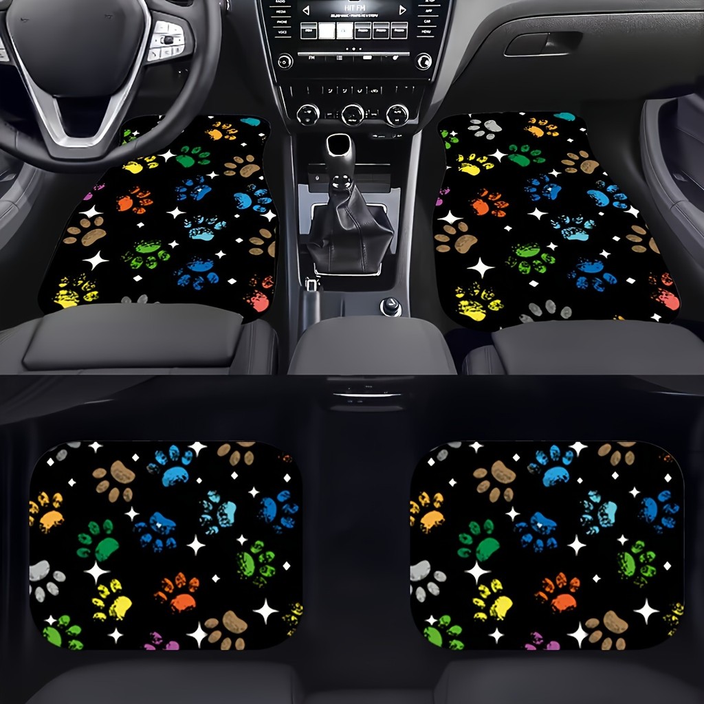 Star Dog Paw Printing Car Foot Mat, กันน้ํา Anti-slip Dirt-proof/ทําความสะอาดง่าย, Universal เหมาะสํ