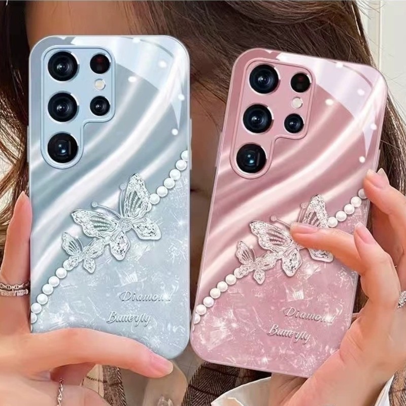 เคสเกาหลี เคส ribbon 21plus20 Apple 16 หญิง SamsungS24fe Samsung S25 Pearl 14 ผีเสื้อเคสโทรศัพท์ S22