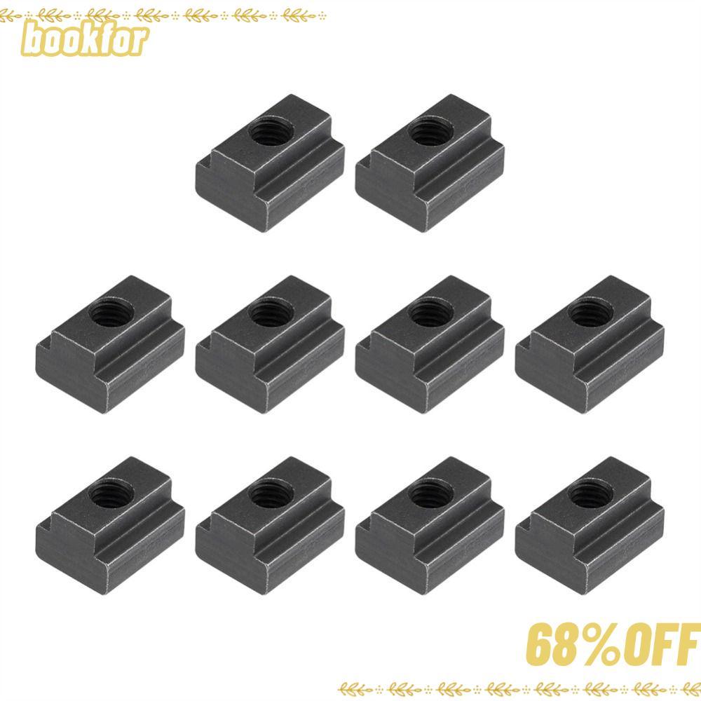 BOOKFOR 10 ชิ้น T Slot Nuts, M6 M8 M10 M12 สีดําออกไซด์แตะผ่านสล็อตถั่ว,คุณภาพสูงเหล็กคาร์บอน T-Nuts
