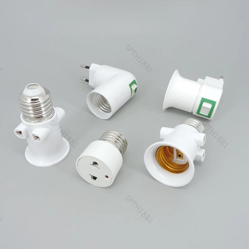 AC US EU UK ถึง E26 E27 แหล่งจ่ายไฟหลอดไฟ LED ผู้ถือฐานซ็อกเก็ตปลั๊กสกรูอะแดปเตอร์แปลงไฟฟ้า TH18B1