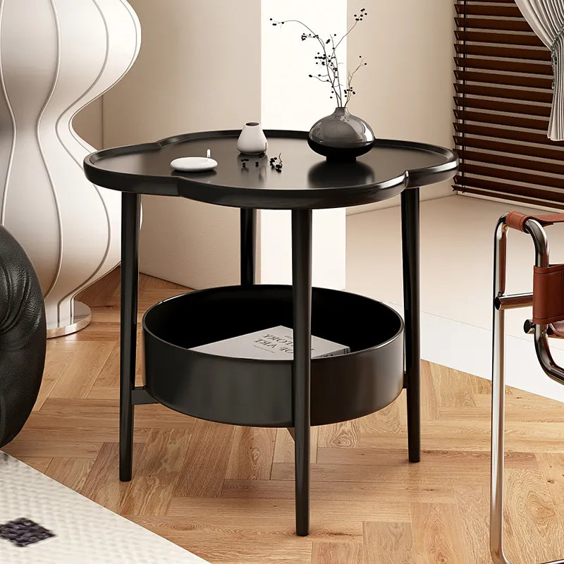 Sofa Side Table with 2 Levels Minimalist Bedside Table Shelf Next to the Sofa